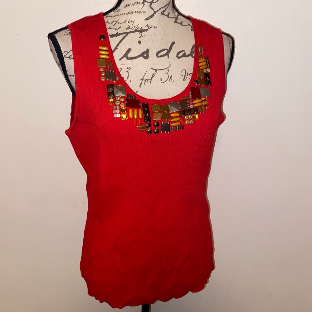 ❤️Ruby Rd. Beautiful Neck Accent Ribbed Top❤️